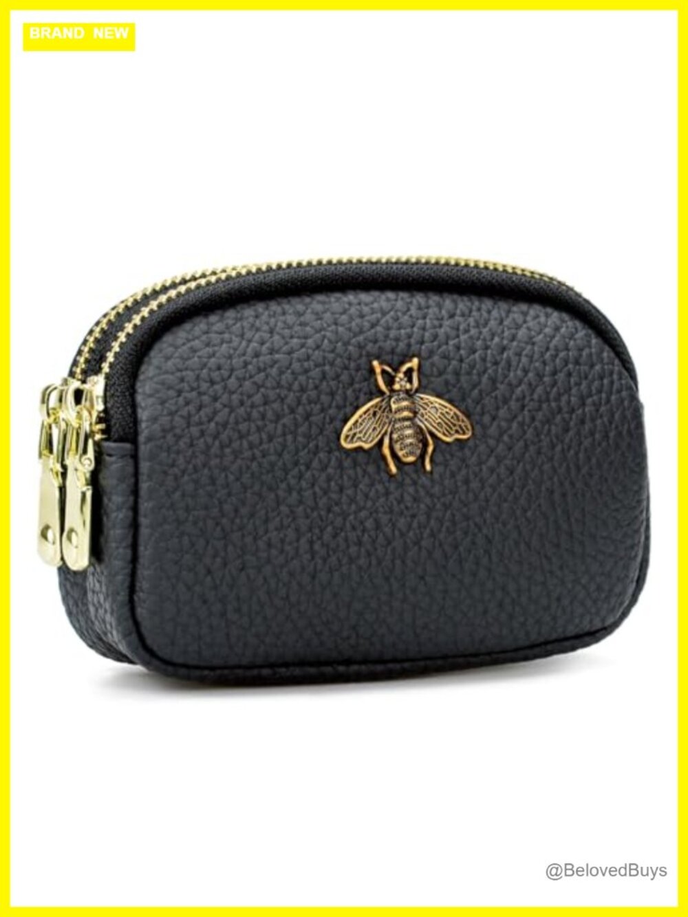 Faux Leather Coin Purse Women Small 2 Zipper Wallet Key Ring Card Holder